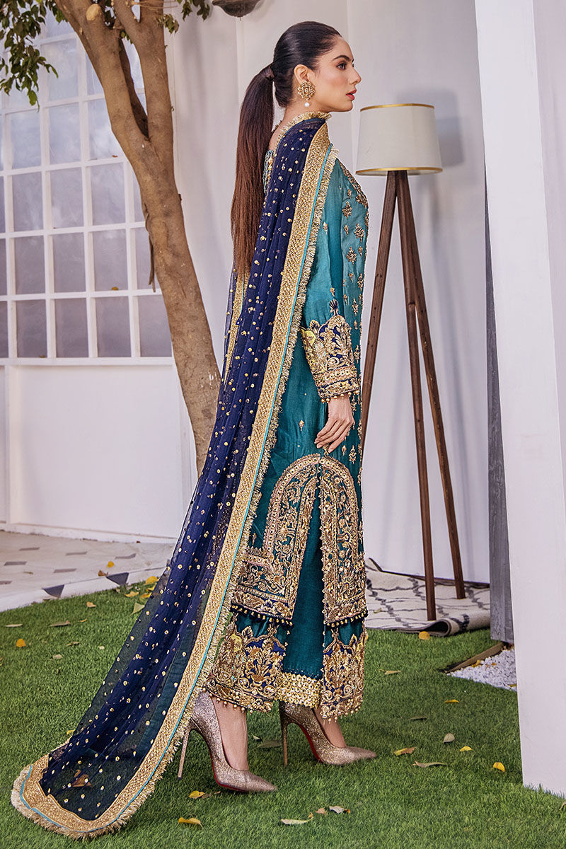 Shazia Kiyani Amar Style — Mairaz Turquoise Blue Three-Piece Suit