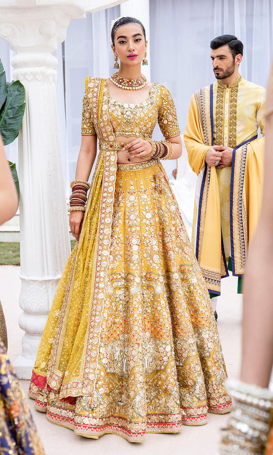 Nomi Ansari NAB-22-110 style — Mairaz mustard yellow lehenga reference, view 1 of 7