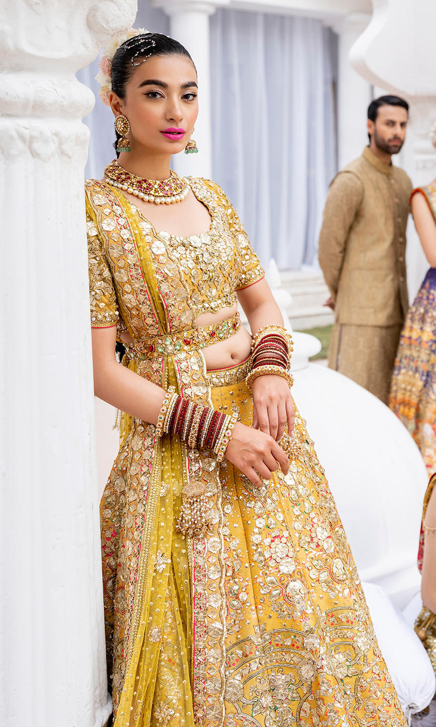 Nomi Ansari NAB-22-110 style — Mairaz mustard yellow lehenga reference, view 5 of 7