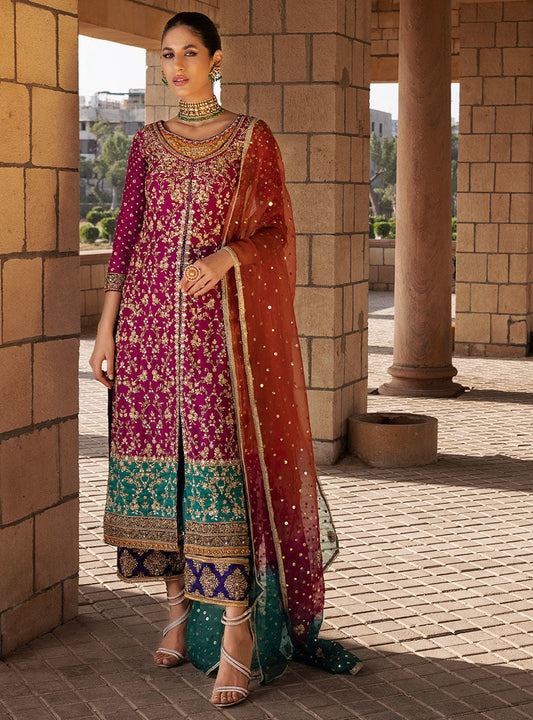 Zainab Chottani Roohi style — Mairaz maroon three-piece suit reference, view 1 of 6