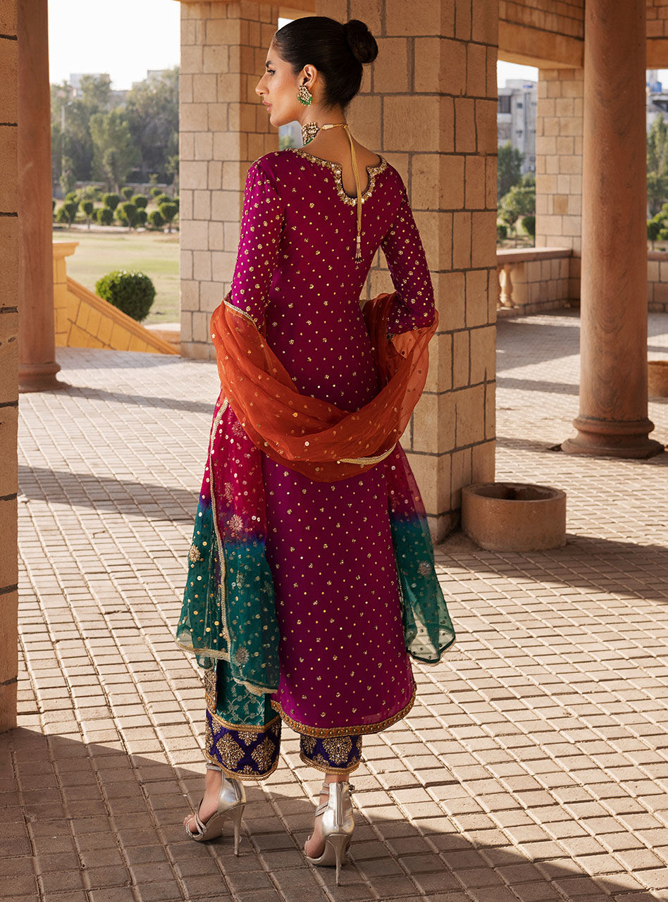 Zainab Chottani Roohi style — Mairaz maroon three-piece suit reference, view 6 of 6