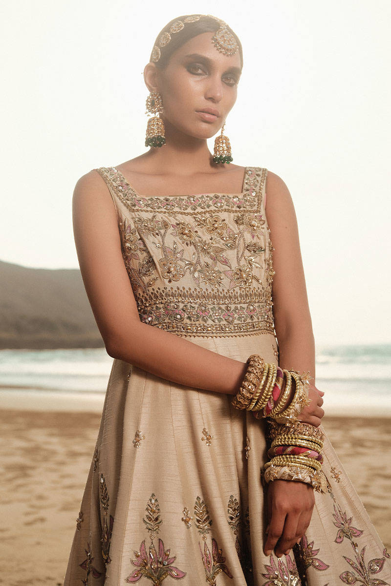 MNR Armala Style — Mairaz White & Gold Long Frock