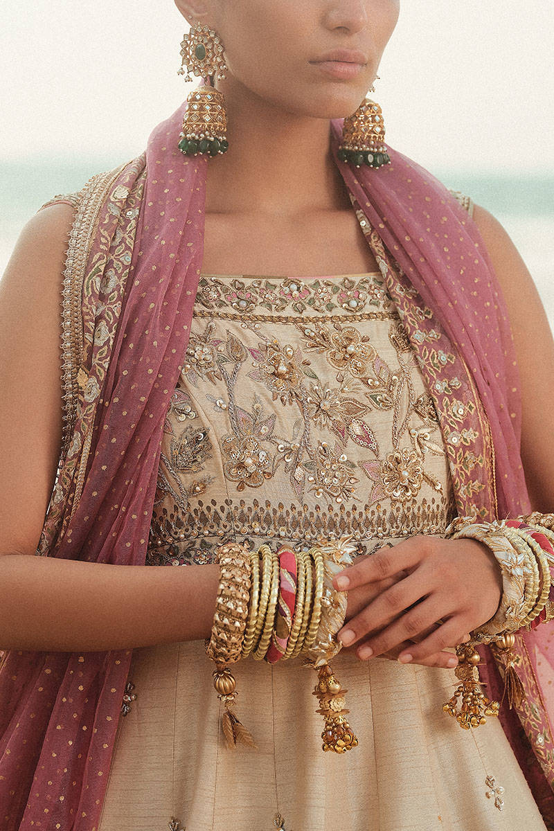 MNR Armala Style — Mairaz White & Gold Long Frock