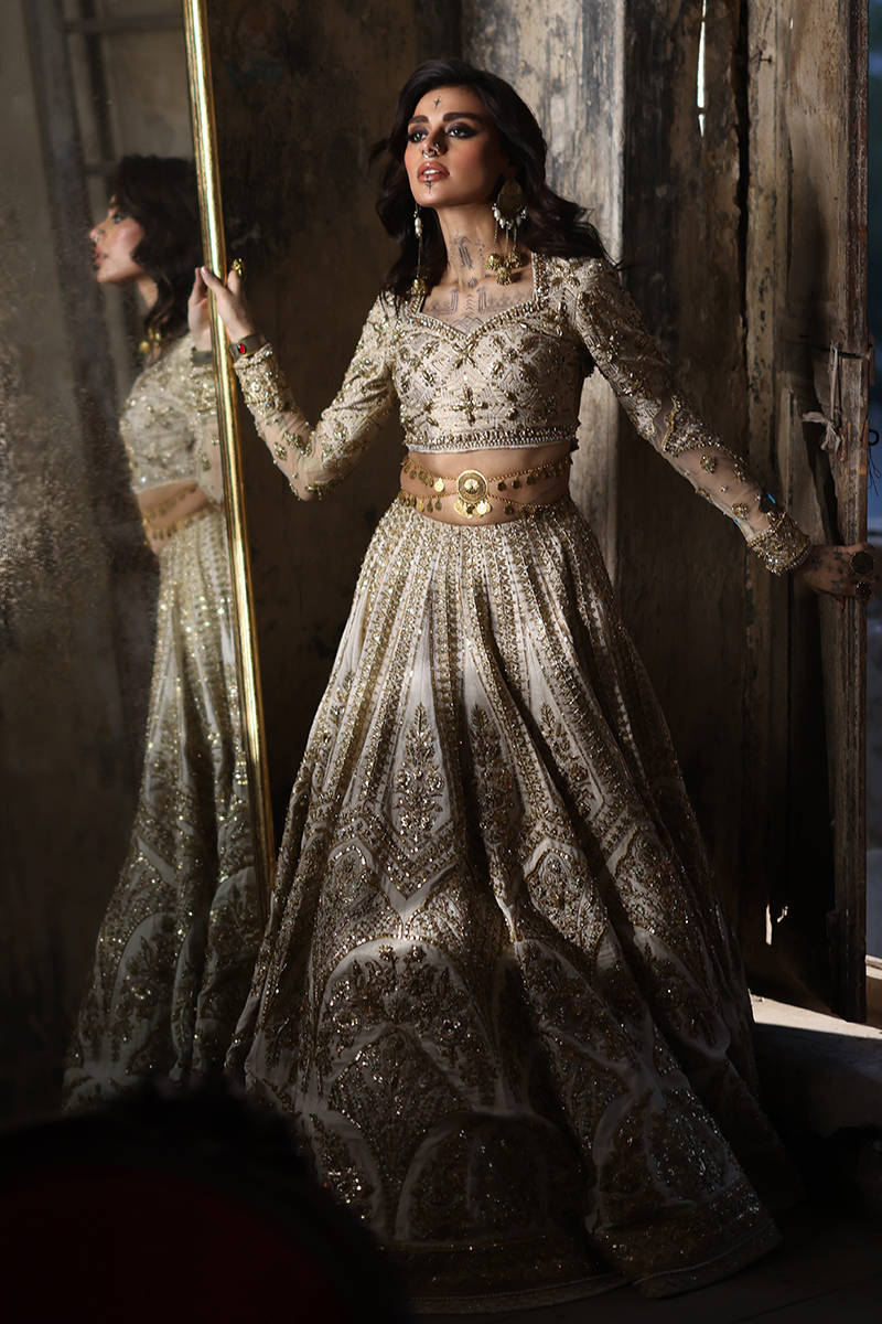 MNR Bibbojaan Style — Mairaz White & Gold Wedding Maxi