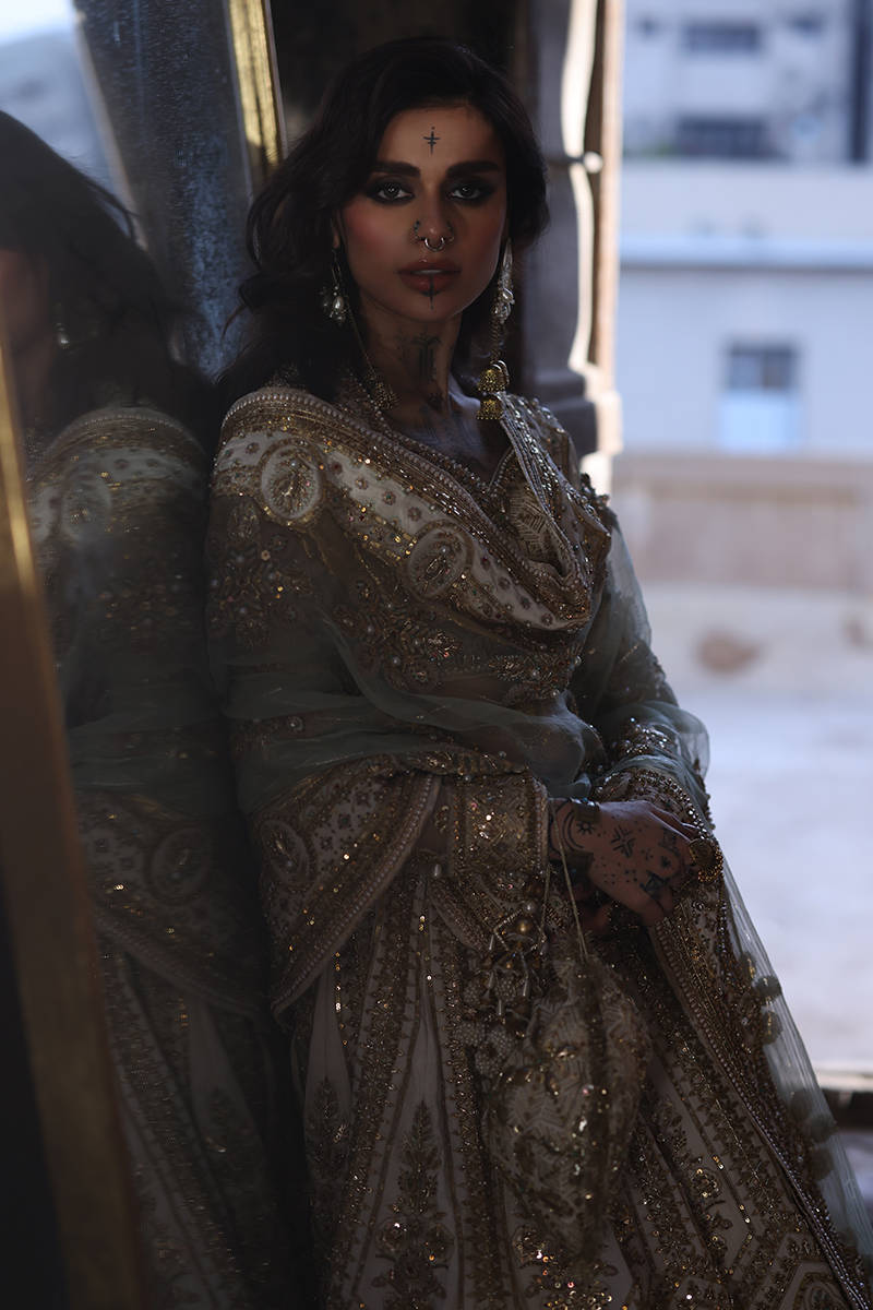 MNR Bibbojaan Style — Mairaz White & Gold Wedding Maxi