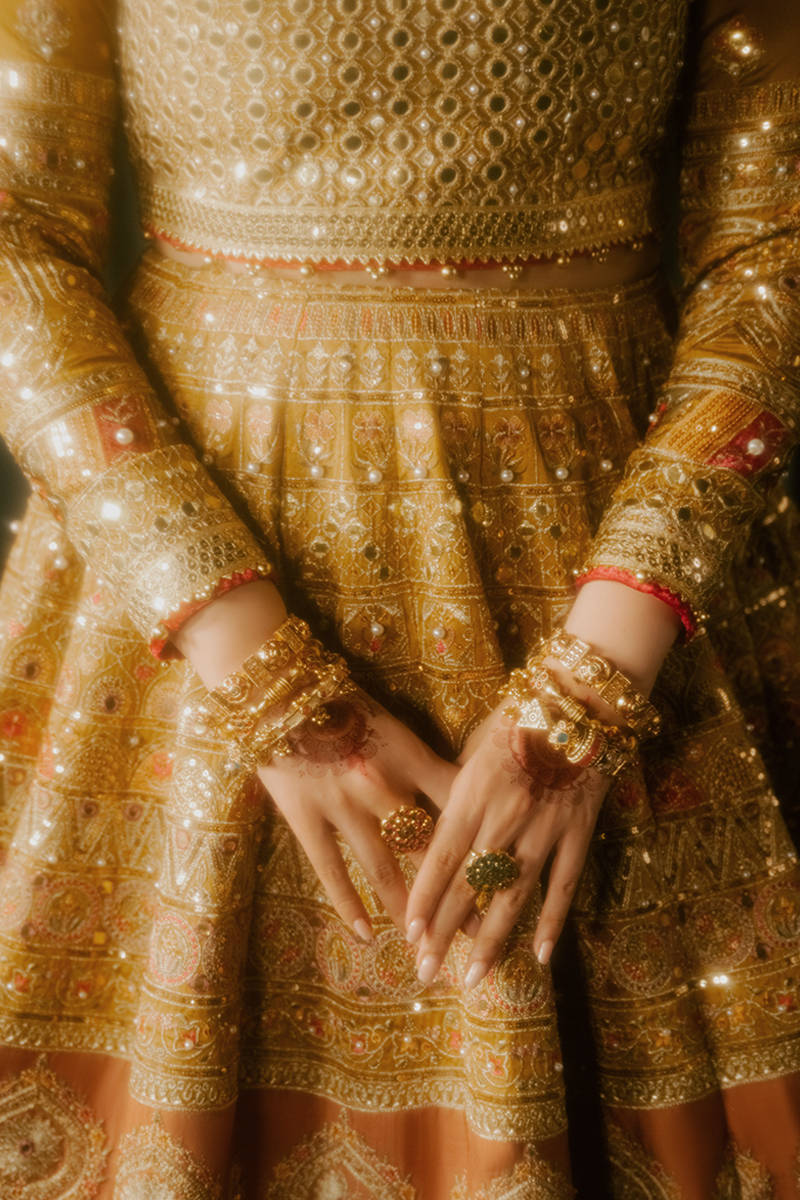 MNR Meher Style — Mairaz Mustard Lehenga