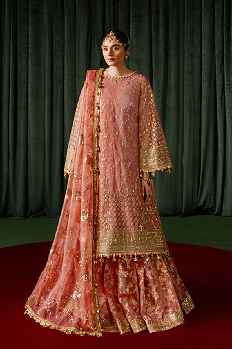 Mohsin Naveed Ranjha Guriya Rani Style pink gharara by MAIRAZ