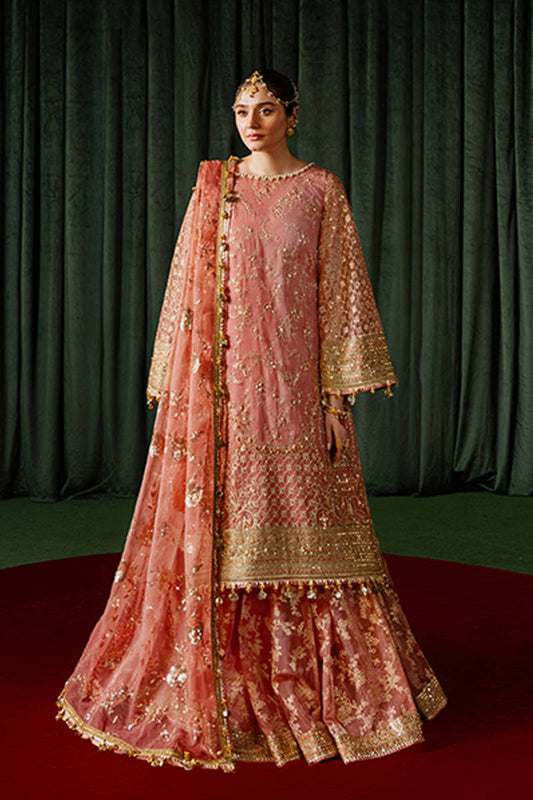 Mohsin Naveed Ranjha Guriya Rani Style pink gharara by MAIRAZ