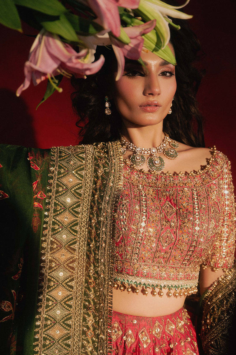 Mohsin Naveed Ranjha Gul Badan style — Mairaz rose pink lehenga choli reference, view 5 of 6