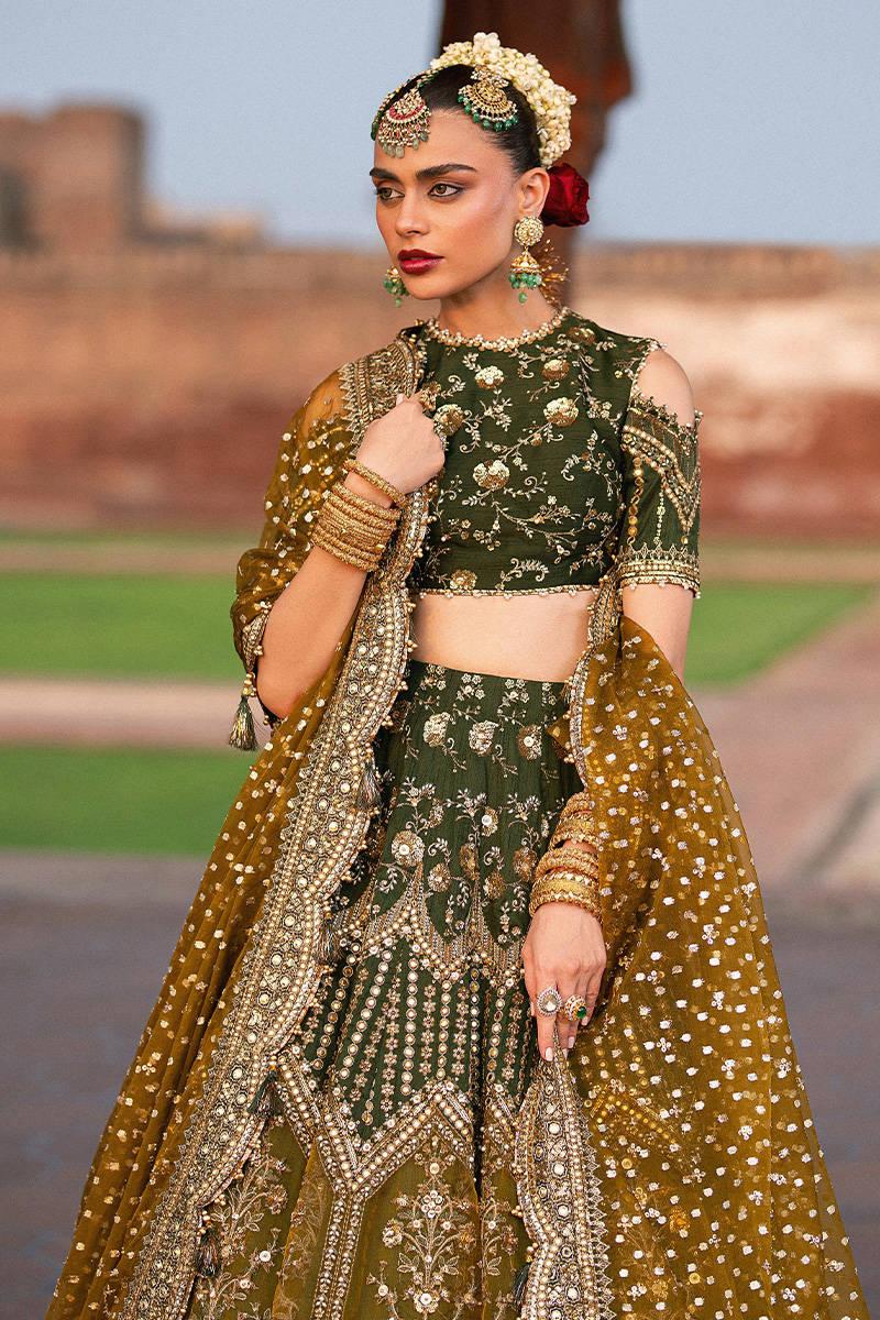 Mohsin Naveed Ranjha Afsana style — Mairaz green lehenga reference, view 4 of 8