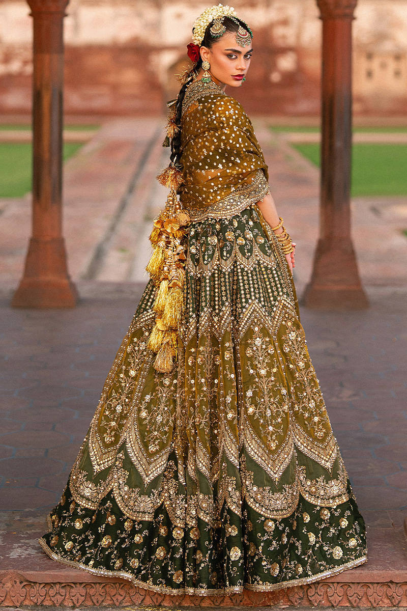Mohsin Naveed Ranjha Afsana style — Mairaz green lehenga reference, view 5 of 8