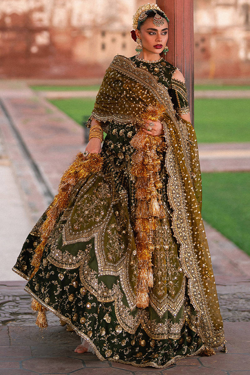 Mohsin Naveed Ranjha Afsana style — Mairaz green lehenga reference, view 6 of 8
