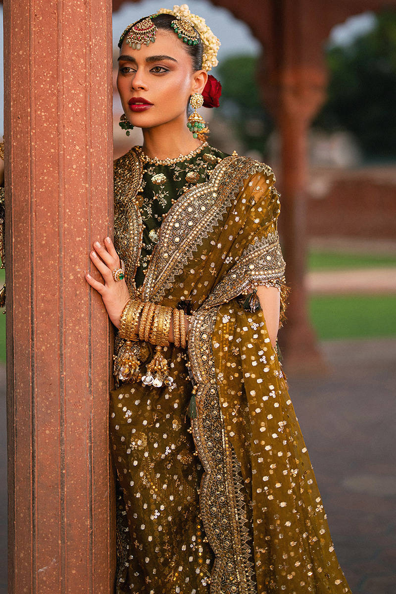 Mohsin Naveed Ranjha Afsana style — Mairaz green lehenga reference, view 7 of 8