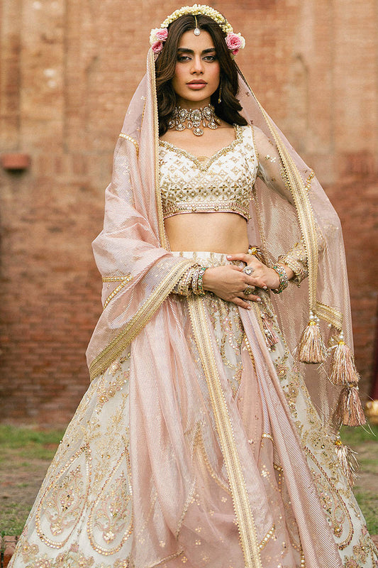 MNR Kohinoor Style — Mairaz White Lehenga