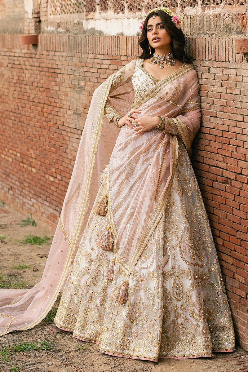 MNR Kohinoor Style — Mairaz White Lehenga