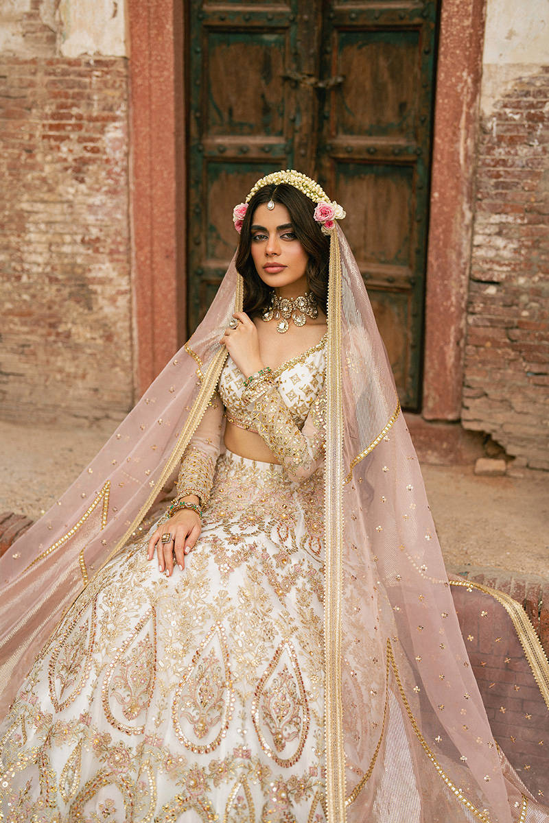 MNR Kohinoor Style — Mairaz White Lehenga