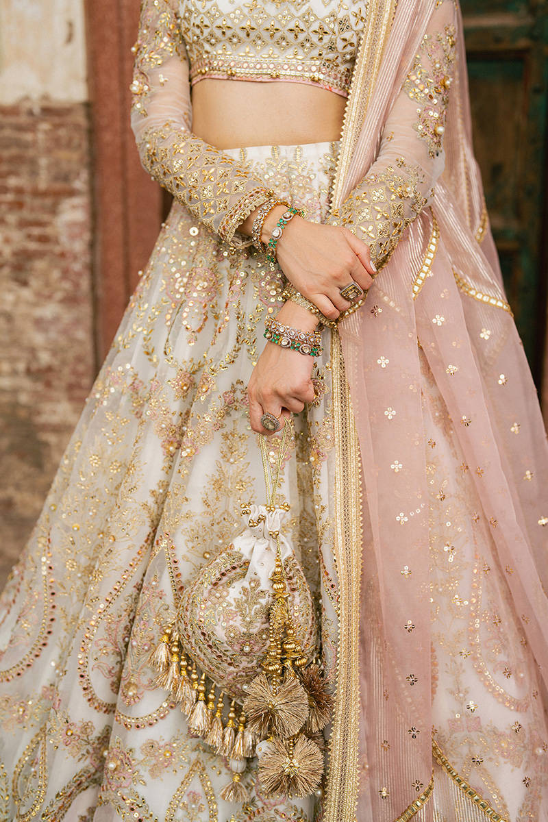 MNR Kohinoor Style — Mairaz White Lehenga