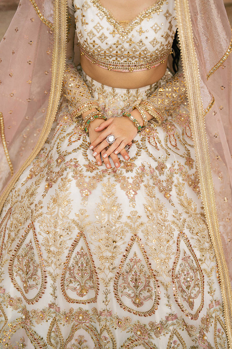 MNR Kohinoor Style — Mairaz White Lehenga