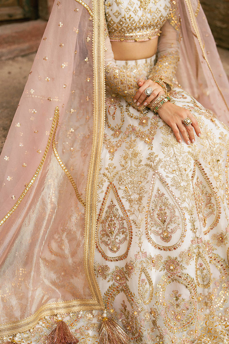 MNR Kohinoor Style — Mairaz White Lehenga