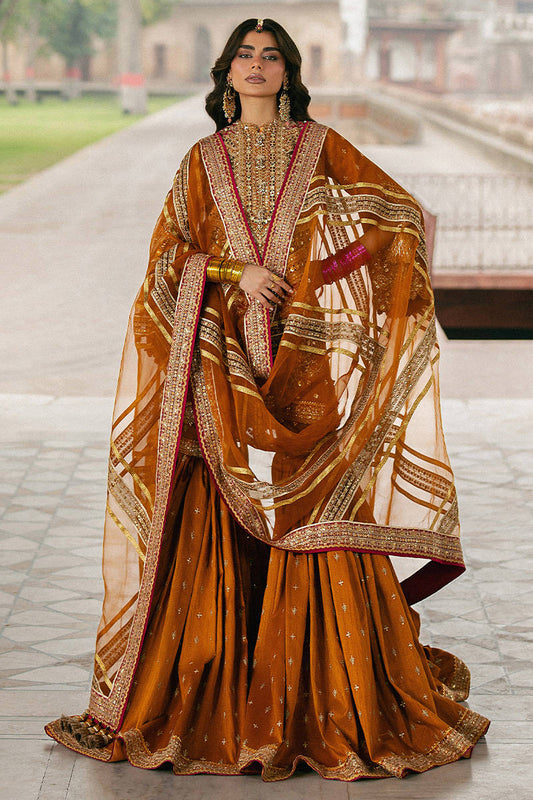 Mohsin Naveed Ranjha Ranjish style — Mairaz marigold gharara set reference, view 2 of 8