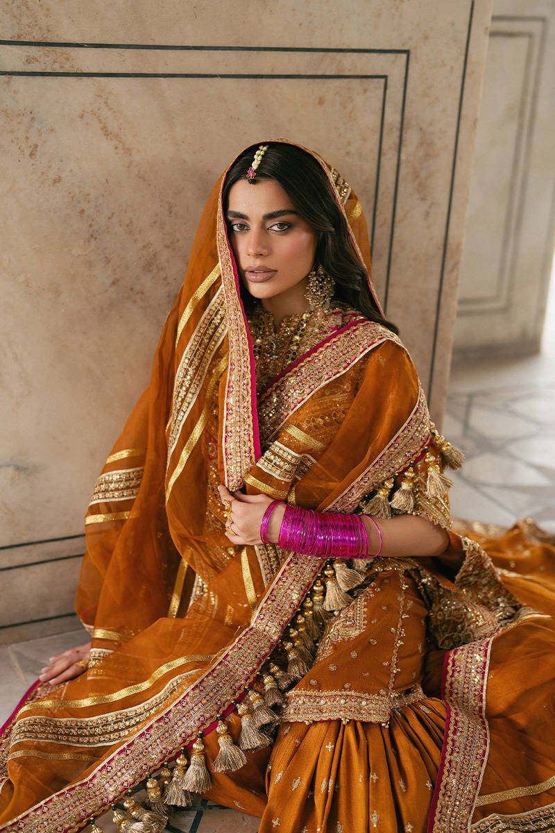 Mohsin Naveed Ranjha Ranjish style — Mairaz marigold gharara set reference, view 8 of 8