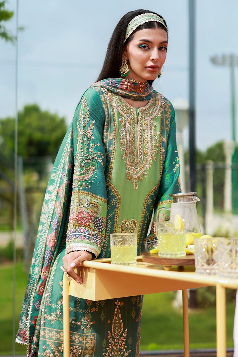 Ansab Jahangir Zartasha Style — Mairaz Green Three-Piece Suit