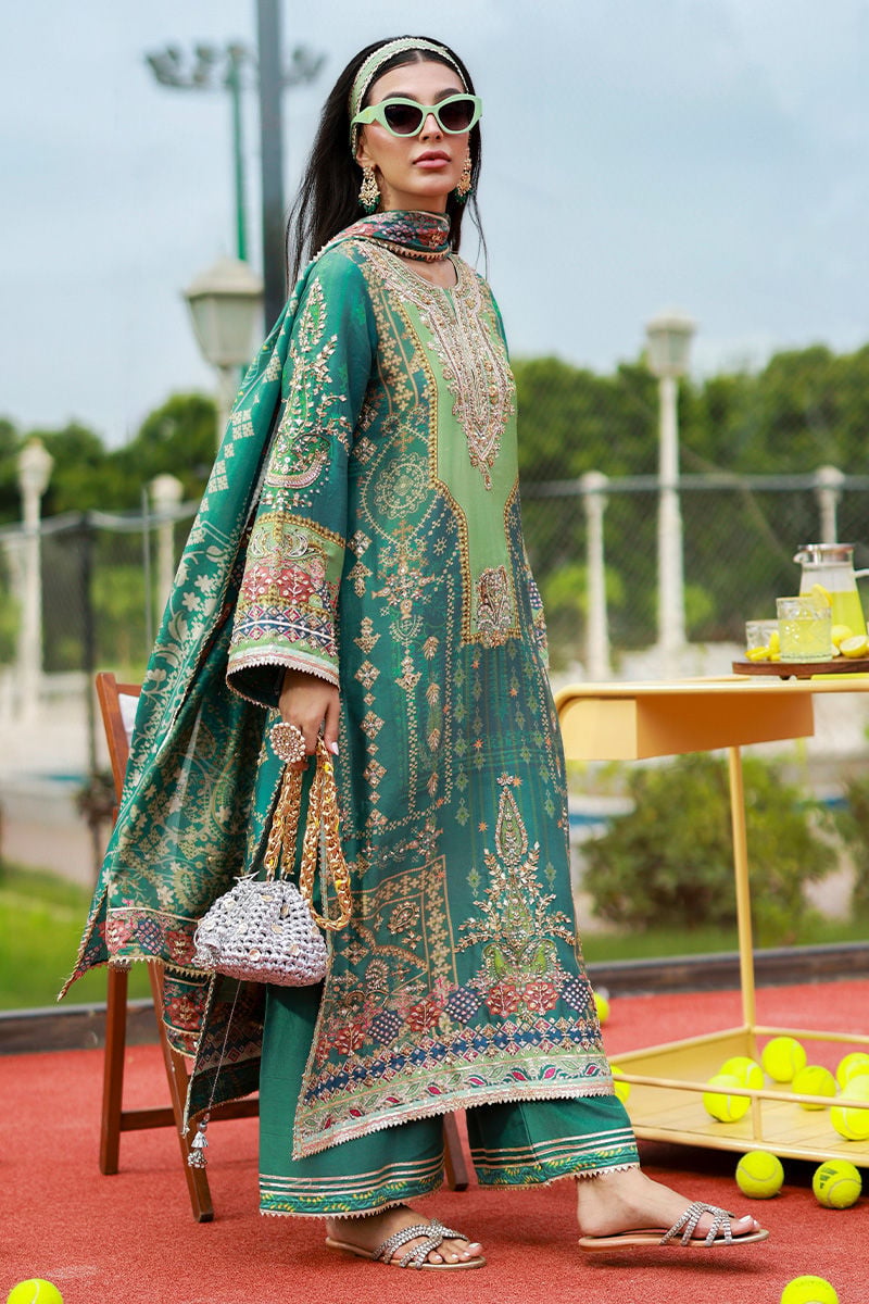 Ansab Jahangir Zartasha Style — Mairaz Green Three-Piece Suit