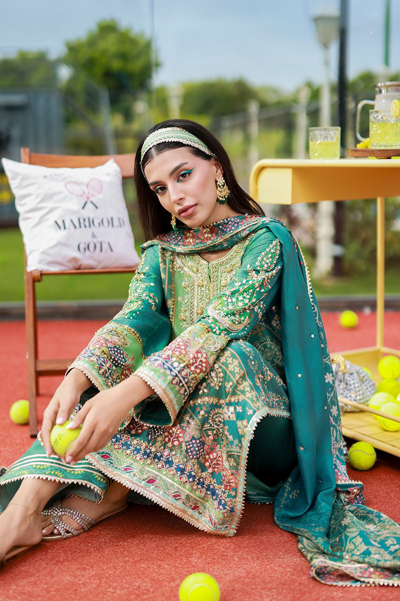 Ansab Jahangir Zartasha Style — Mairaz Green Three-Piece Suit