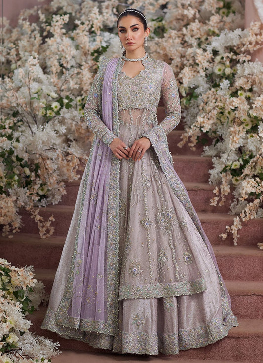 Farah Talib Aziz Elanur Style — Mairaz Lilac & Silver Lehenga