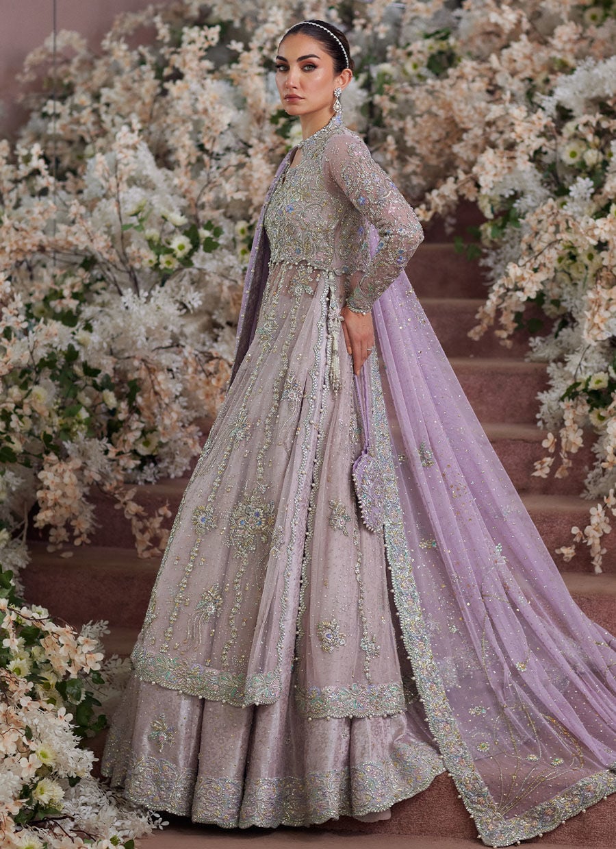 Farah Talib Aziz Elanur Style — Mairaz Lilac & Silver Lehenga
