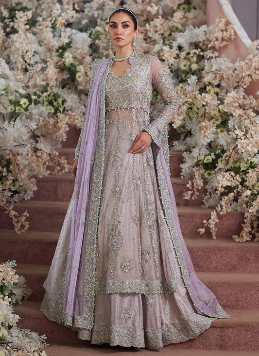 Farah Talib Aziz Elanur Style — Mairaz Lilac & Silver Lehenga