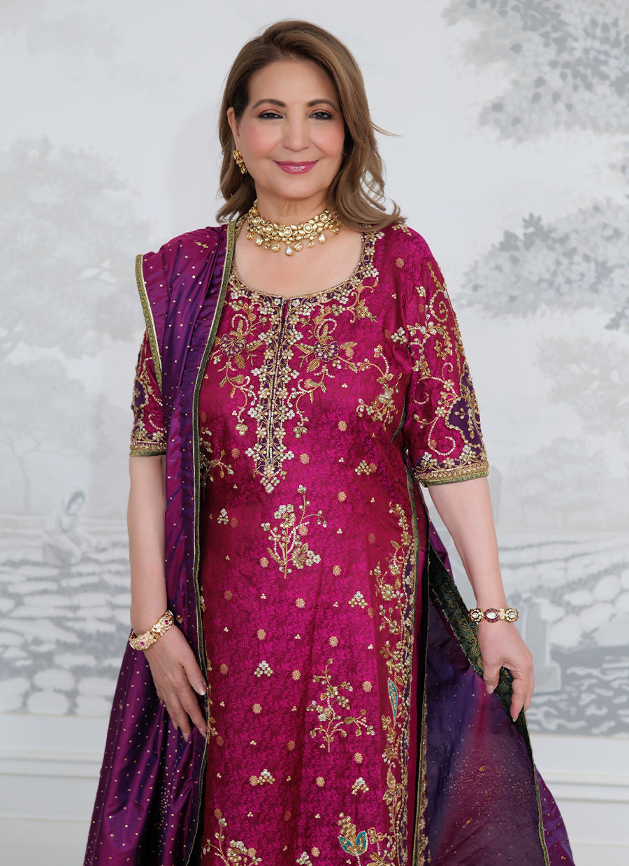 Farah Talib Aziz Bita Style — Mairaz Magenta & Purple Kurta