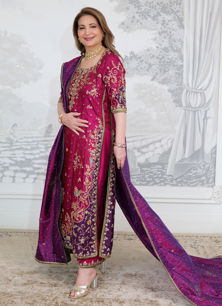 Farah Talib Aziz Bita Style — Mairaz Magenta & Purple Kurta