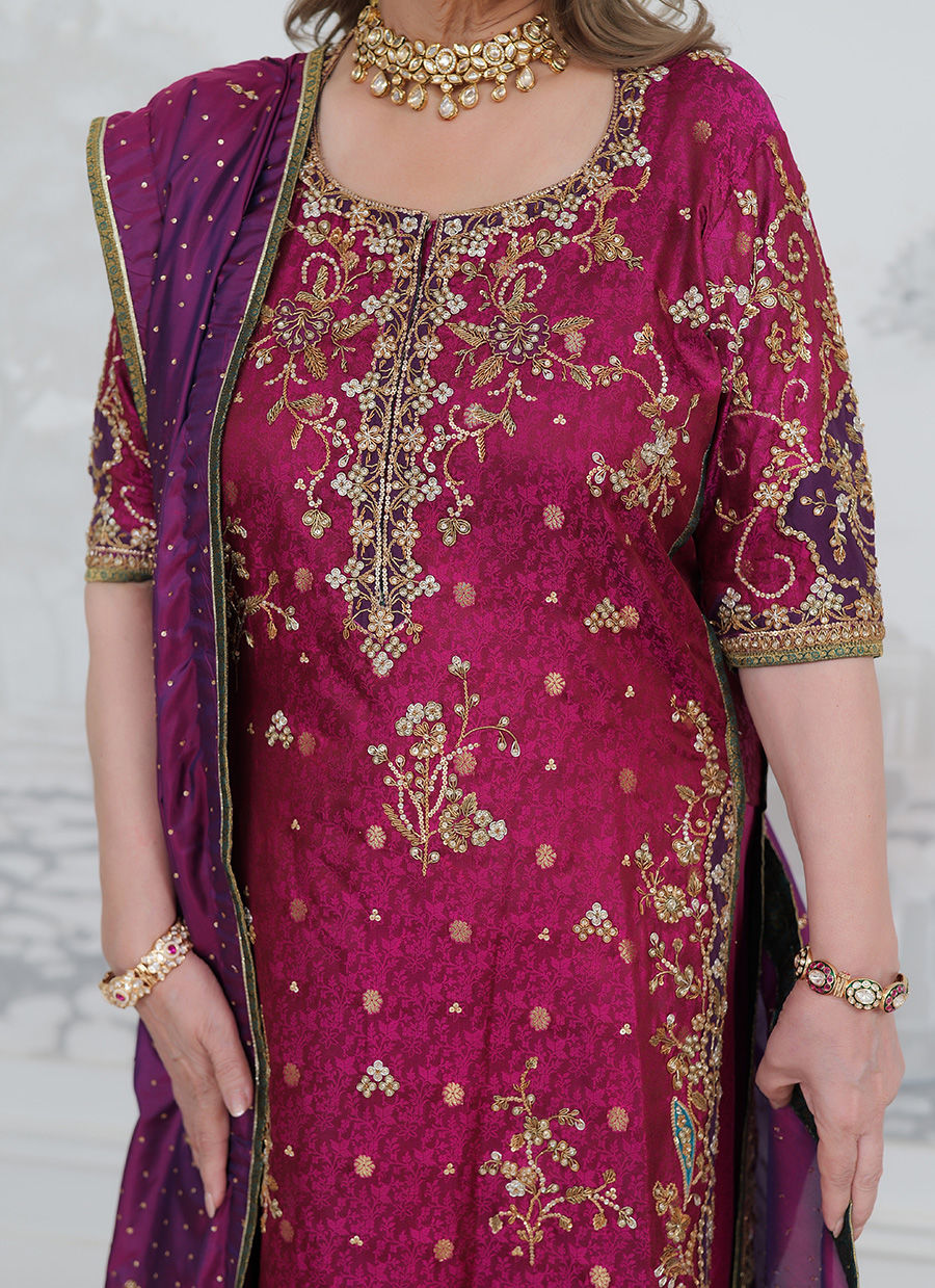 Farah Talib Aziz Bita Style — Mairaz Magenta & Purple Kurta
