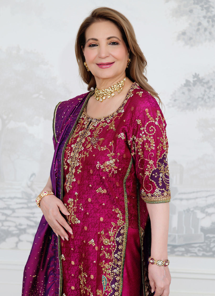 Farah Talib Aziz Bita Style — Mairaz Magenta & Purple Kurta