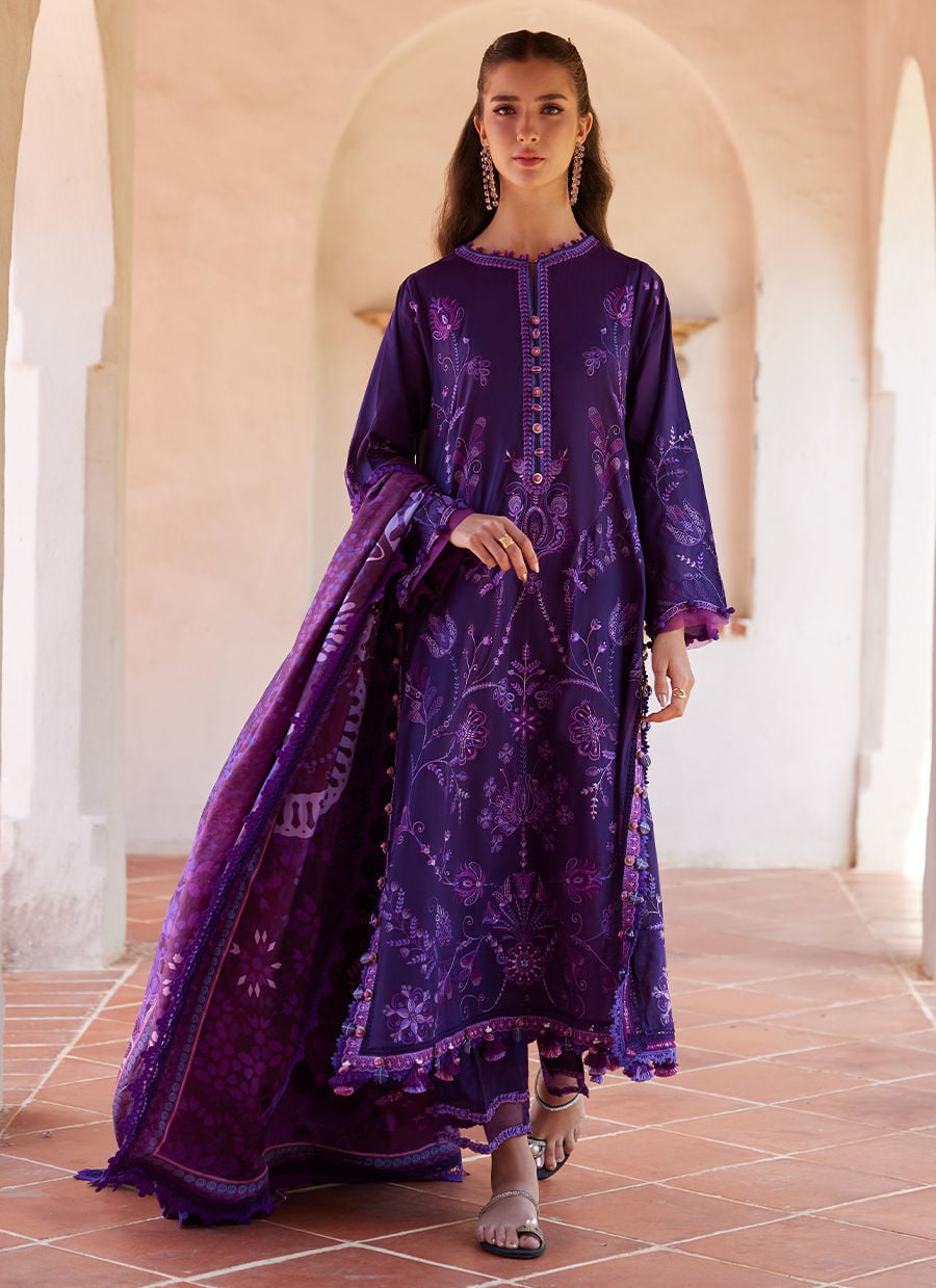 Farah Talib Aziz Vicenta Violet Style — Mairaz Violet Lawn Suit