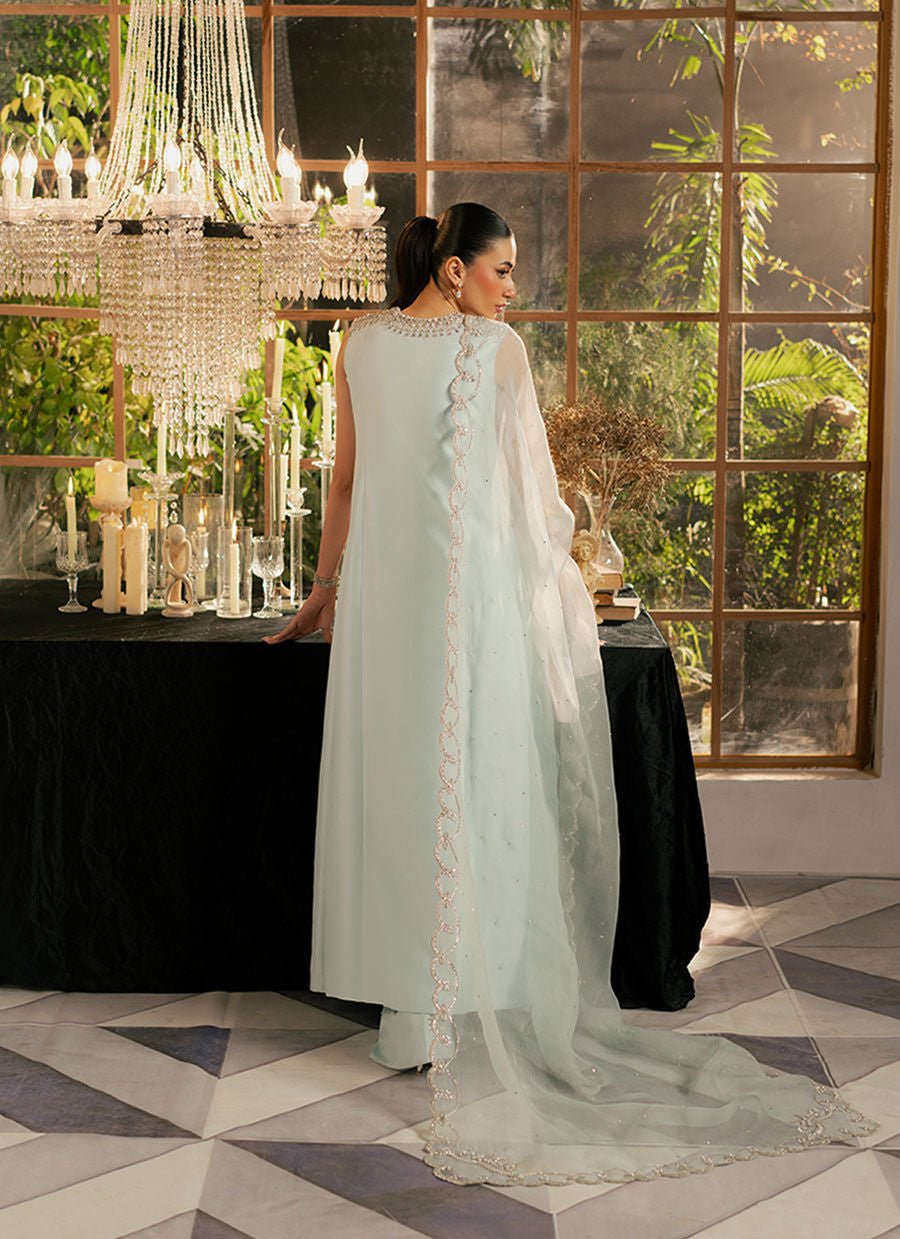 Khakaa Icelis KHAKHA ice blue full formal look with trailing dupatta
