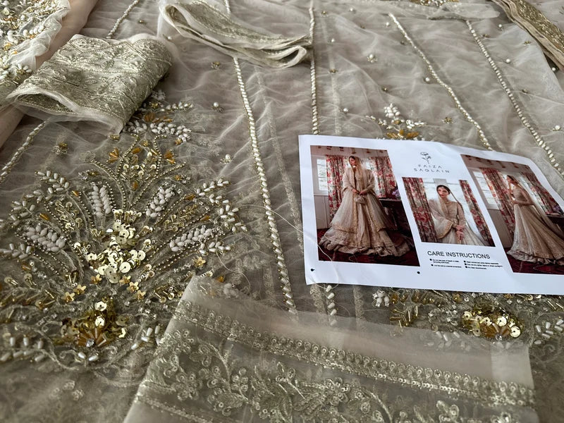 Faiza Saqlain – Anamta Style, embroidered fabric with design reference card