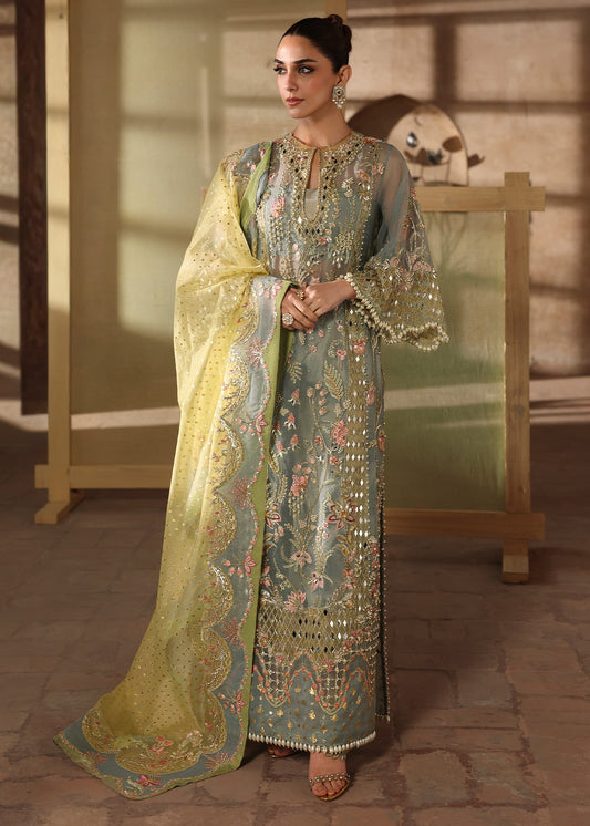 Crimson Jhalak style — Mairaz Sunshine Blue Three-Piece Suit reference, view 1 of 8