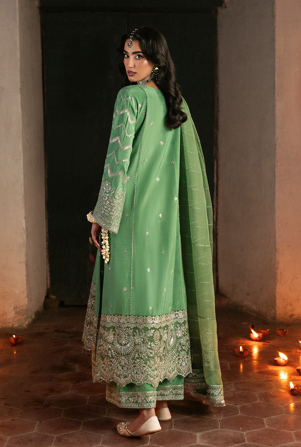 Saad Shaikh Aira Style — Mairaz Light Green Three-Piece Suit
