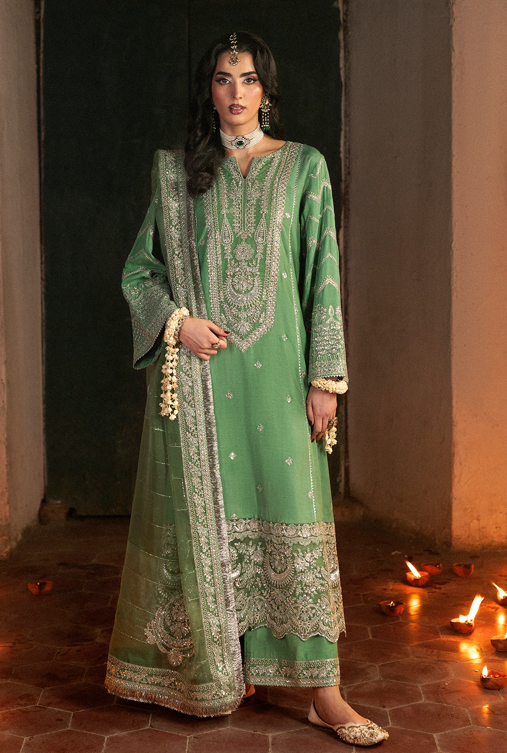 Saad Shaikh Aira Style — Mairaz Light Green Three-Piece Suit