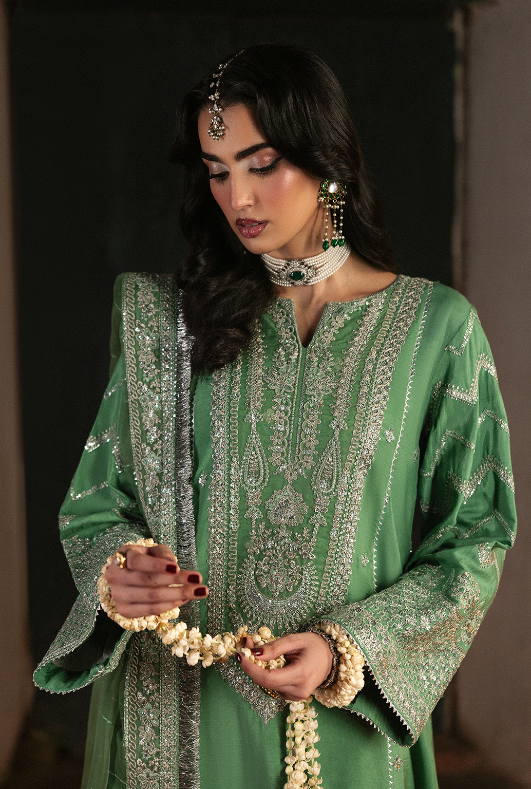 Saad Shaikh Aira Style — Mairaz Light Green Three-Piece Suit