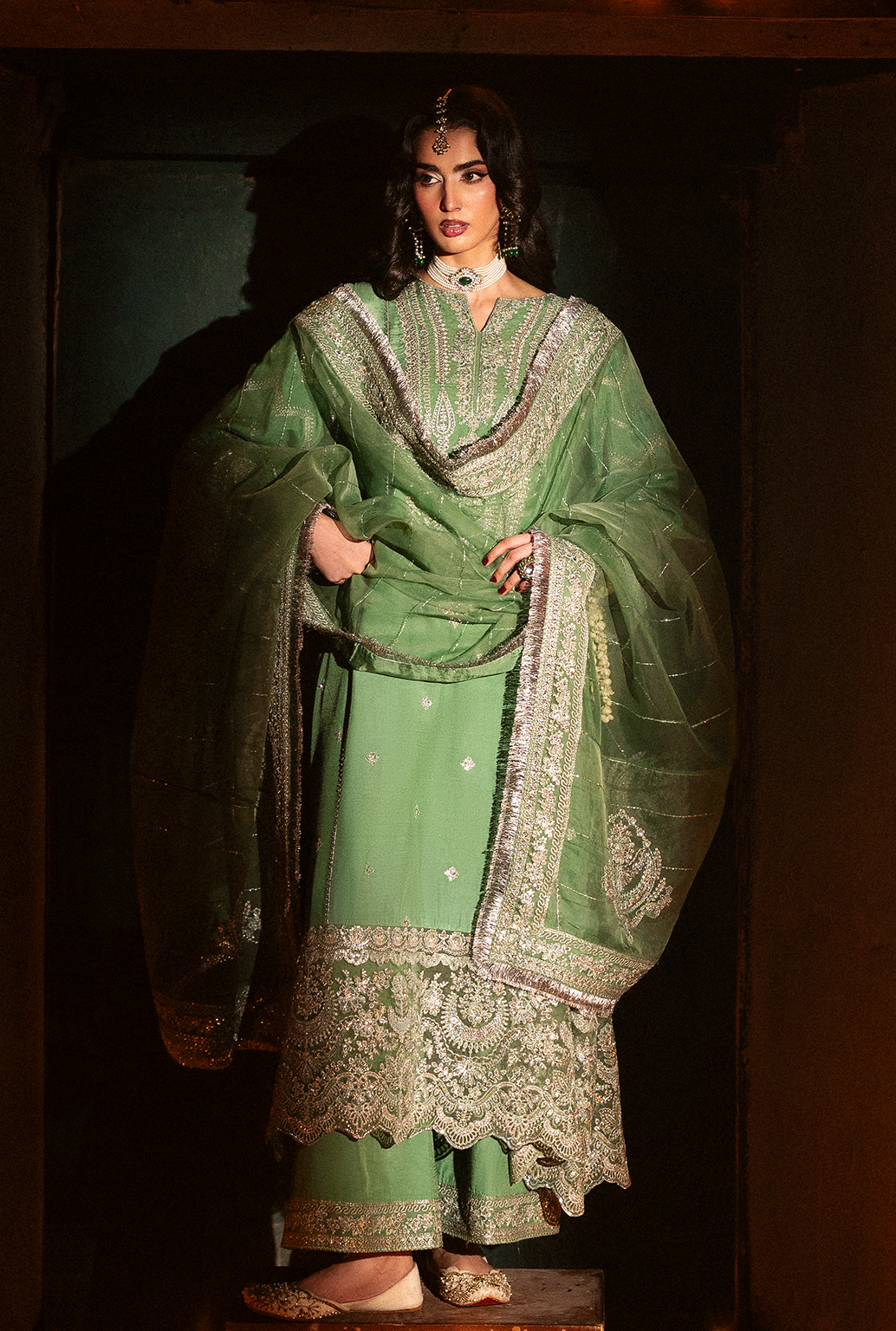 Saad Shaikh Aira Style — Mairaz Light Green Three-Piece Suit