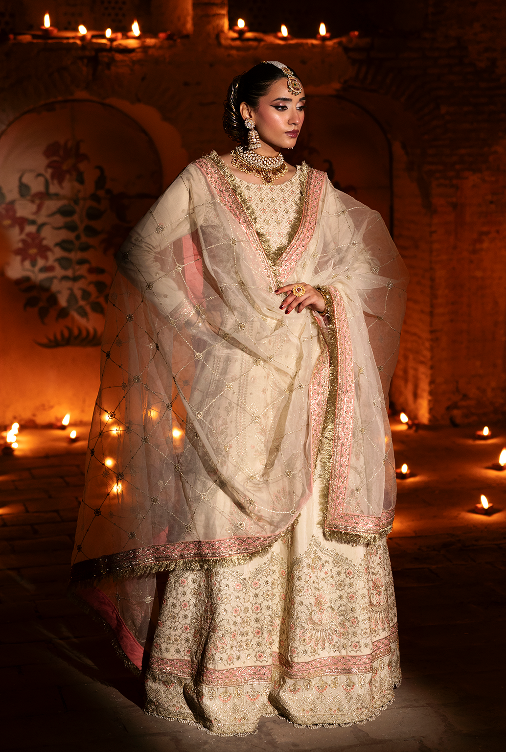 Saad Shaikh Sitara Style — Mairaz Off-White Lehenga