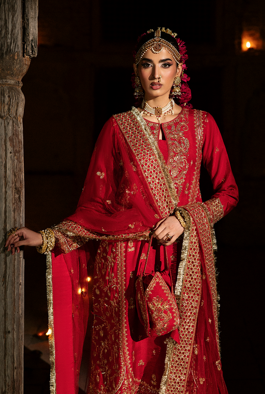 Saad Shaikh Pashma Style — Mairaz Red Three-Piece Suit