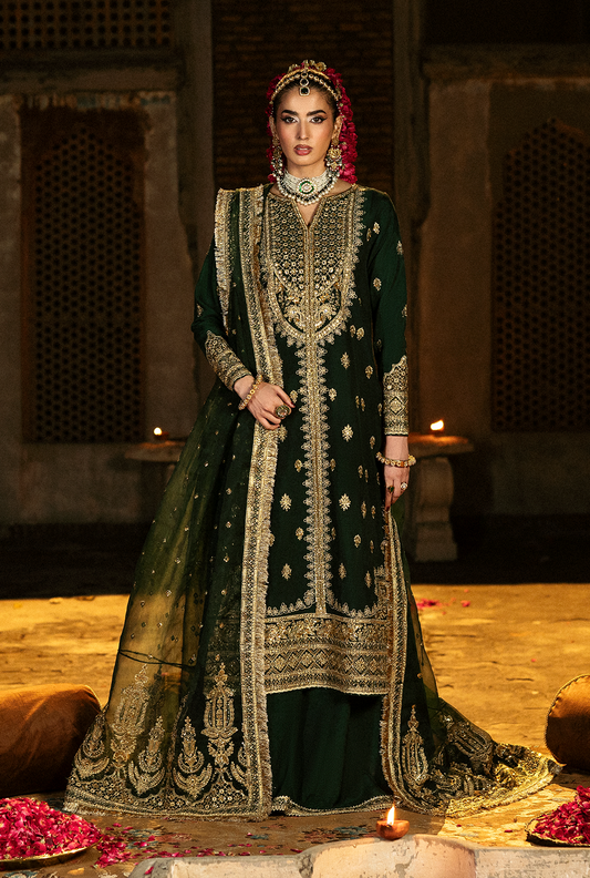 Saad Shaikh Zaib Style — Mairaz Dark Green Three-Piece Suit