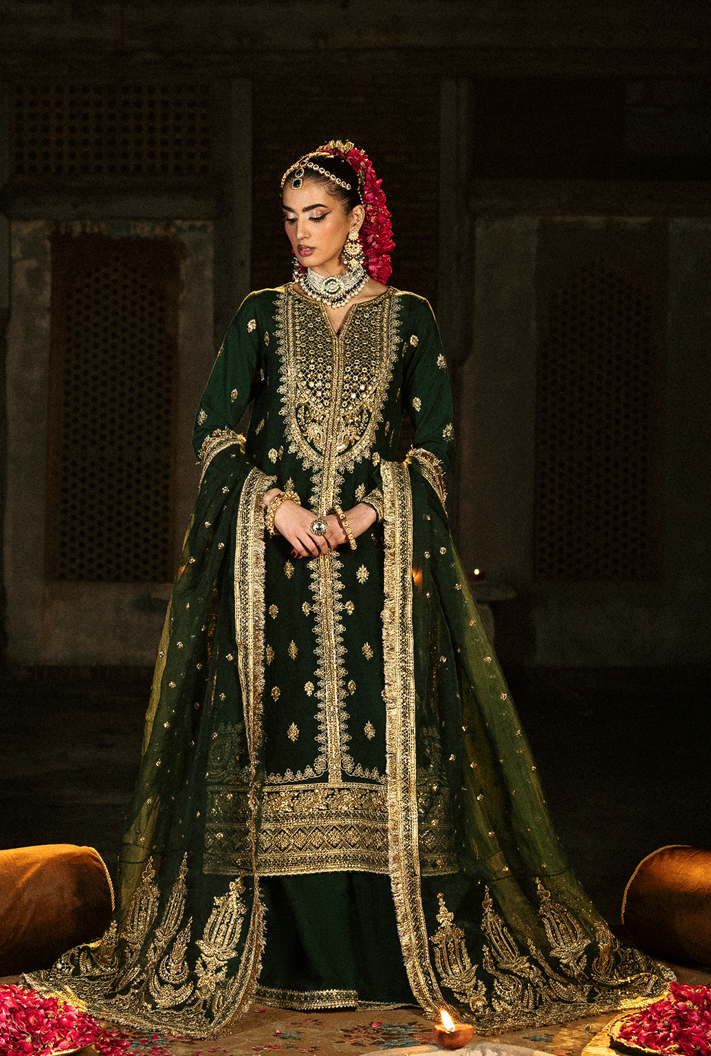 Saad Shaikh Zaib Style — Mairaz Dark Green Three-Piece Suit