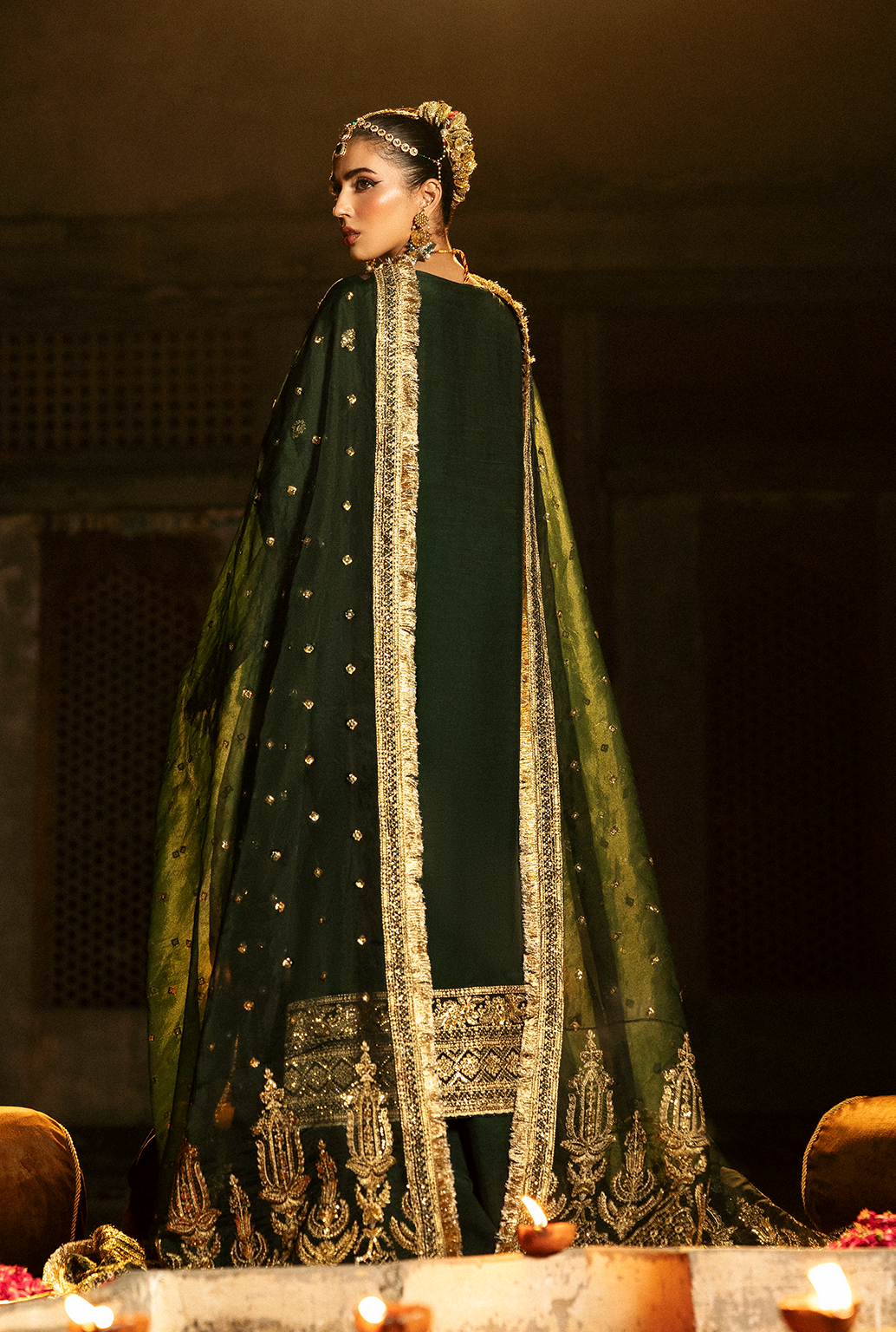 Saad Shaikh Zaib Style — Mairaz Dark Green Three-Piece Suit
