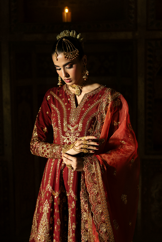 Saad Shaikh Shazma Style — Mairaz Maroon Formal Ensemble