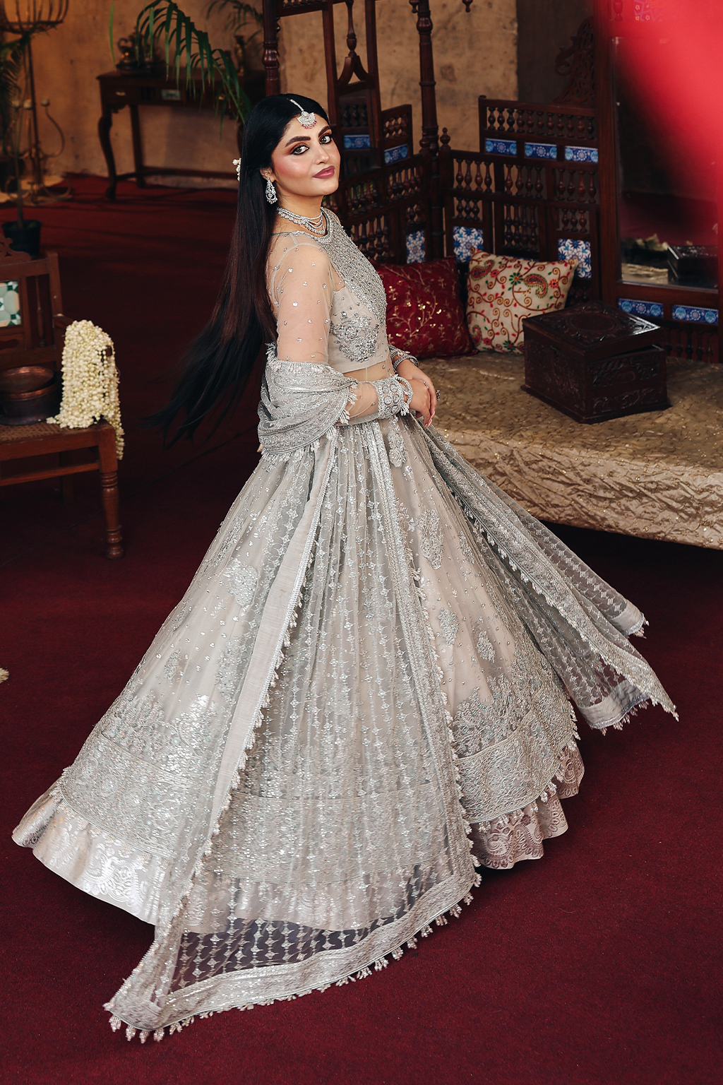 Saad Shaikh Shehwar Style — Mairaz Aqua Lehenga